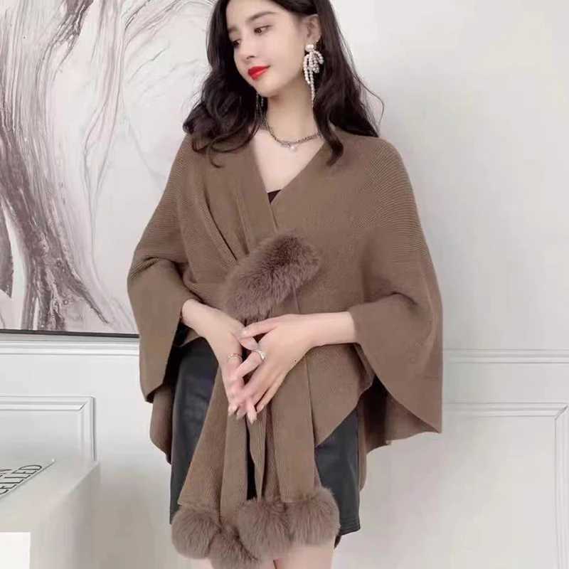Luxury Women Knitting Crochet Cardigan Cloak Poncho Pompoms Capes Autumn Winter Open Front Sweater Elegant Shawl With Fluffy Pompoms Y251208