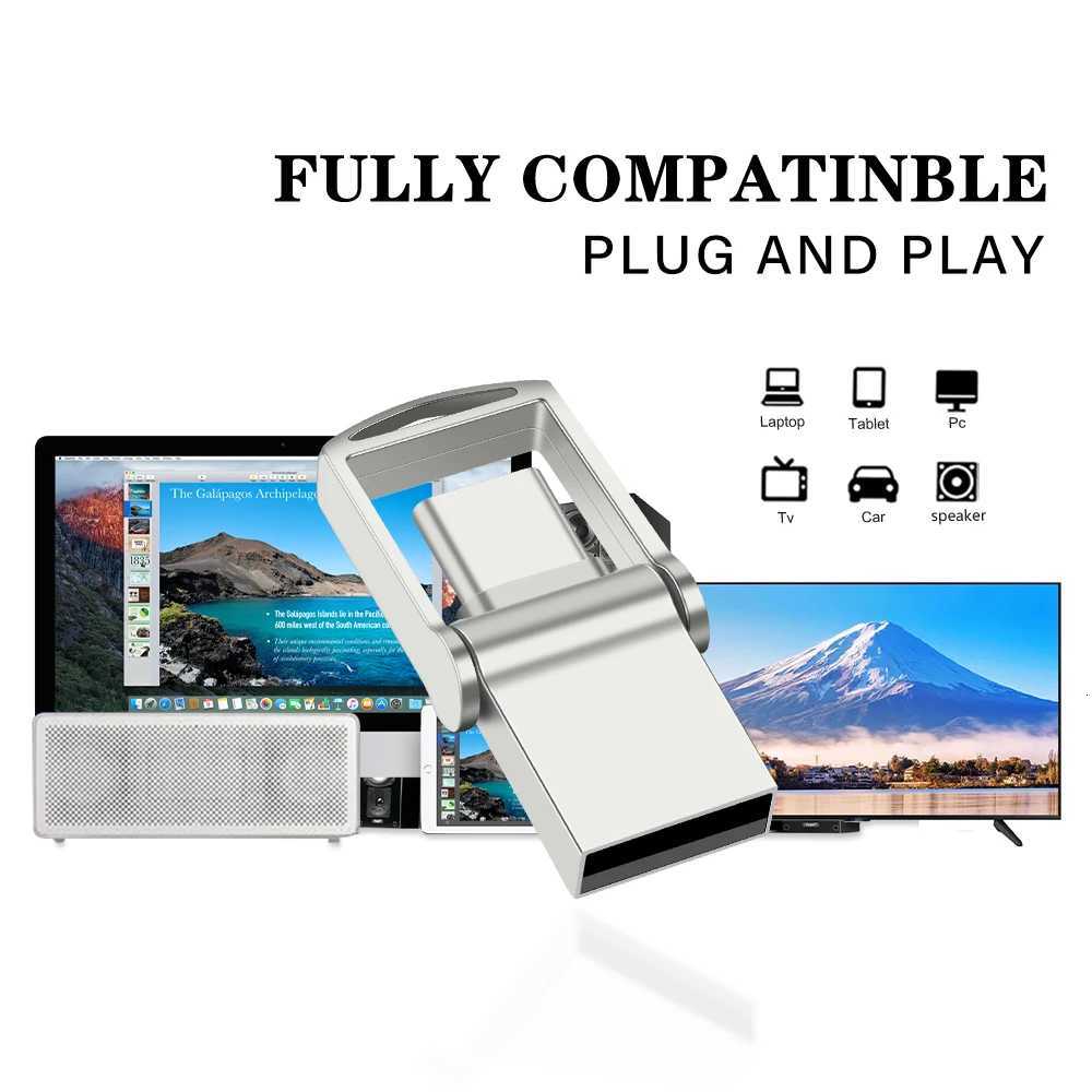 er Mini TYPE-C USB Flash Drive 64GB Rotatable Metal Pen Drive 32G Key Chain Memory Stick Business Gift Pendrive C251209