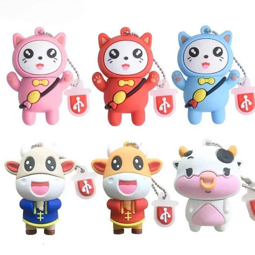Cute Cartoon USB Flash Drive 64GB Cartoon Pen Drive 32GB Red Keyless Chain Memory Stick 16GB Storage Dev White Pendrive C251209