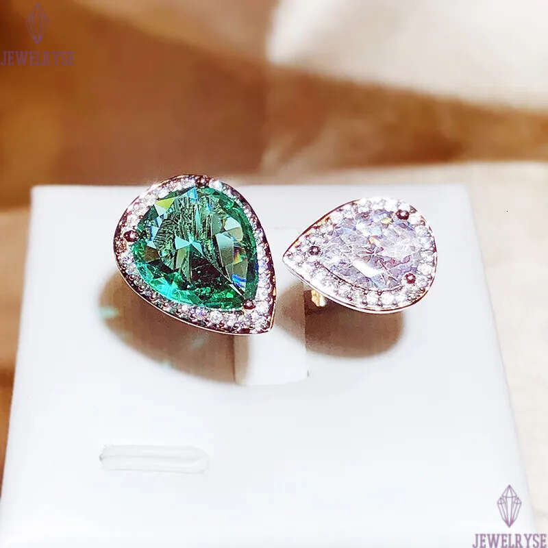 Wedding Drop Rings for Women Birthday Day Gift Luxury Love Heart Green White Diamond Chinese Finger Ring Mosonite Stone Jewelry Wholesale anillos