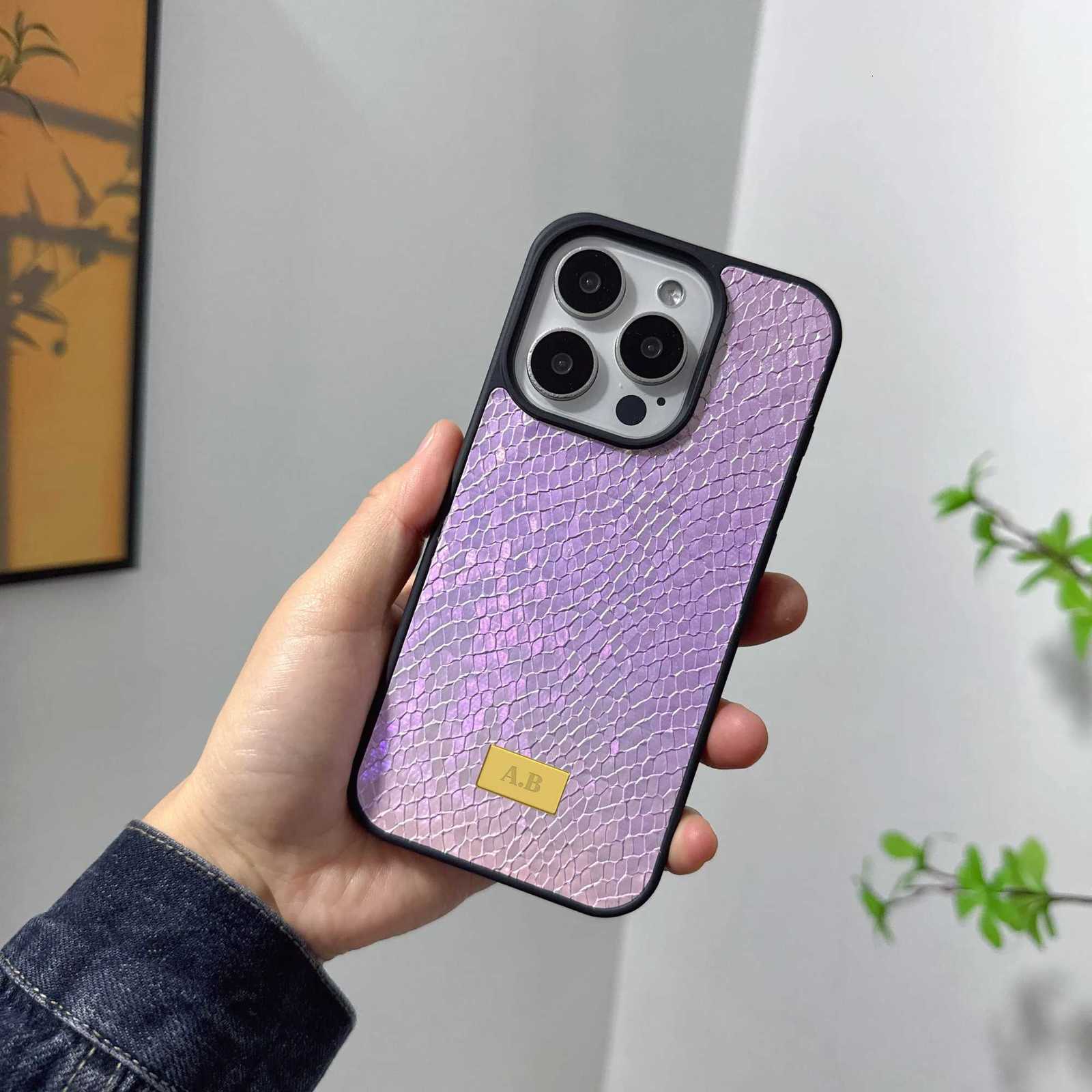 Custi name Metal letter Shiny snakeskin leather hard Case for iPhone16 15 14 Phone Cover 13 12 11 Pro Shockproof Back Funda C251209