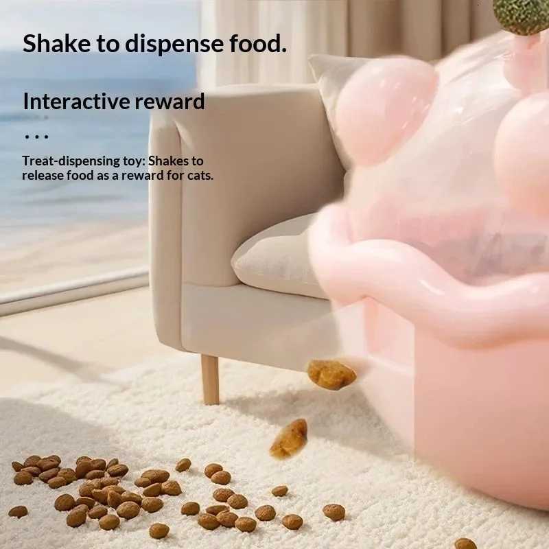 Cat Toys Wobble Treat Dispenser Feather Teaser Wand Catnip Balls Self Play Boredom Buster for Cats Pet Safe M251209