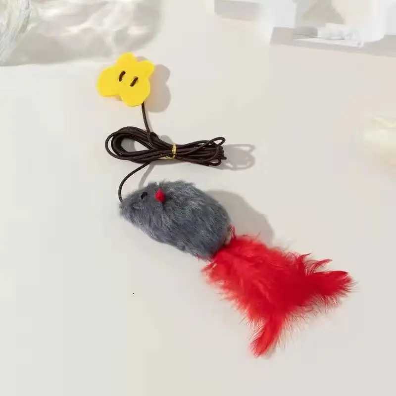 Simulated feather mouse bite-resistant cat toy self-play boredom hanging feather teaser wand pet toy M251209