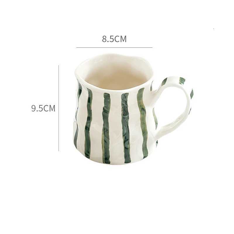 European Ceramic Striped Coffee Cup Irregar Couple g Exquisite Afternoon Tea Flower Tea Coffee Cup He Breakfast Milk g H251209