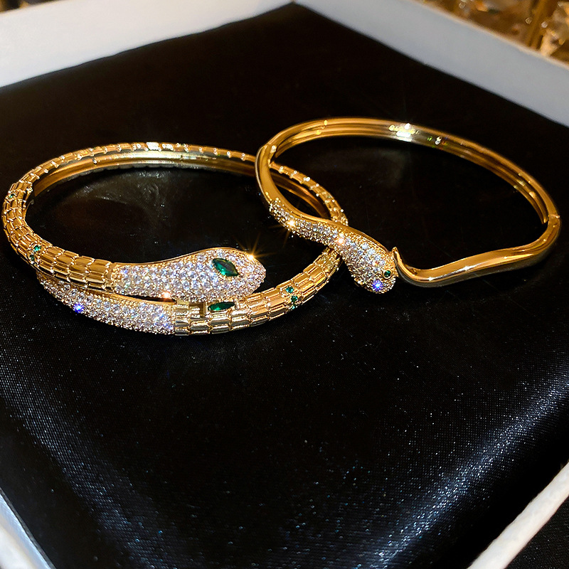 Real Gold Plated Zircon Snake Fashionable European and American Design Sense Bracelet Personality Light Luxury Creative Style Jewelry Wholesale - view 8