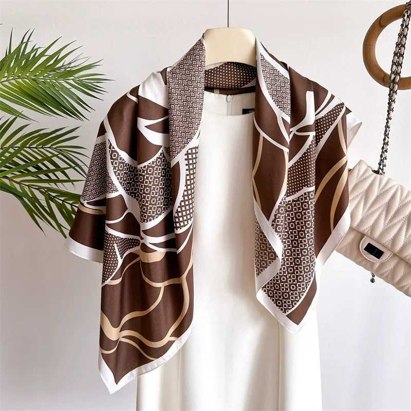 Luxury 70cmFlower Butterfly Printed Silk Scarf Women Fashion Retro Floral Butterfly Printed Silk Scarf Elegant Temperament Shawl Turban Y251208