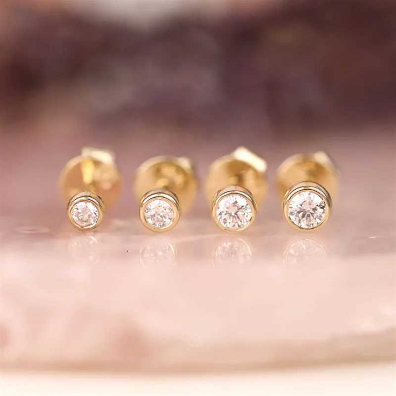 luxury 14K Gold Filled Cubic Zirconia Stud Tarnish Resistant Dainty Women Earrings Simple Waterproof Jewelry K251209 H260129