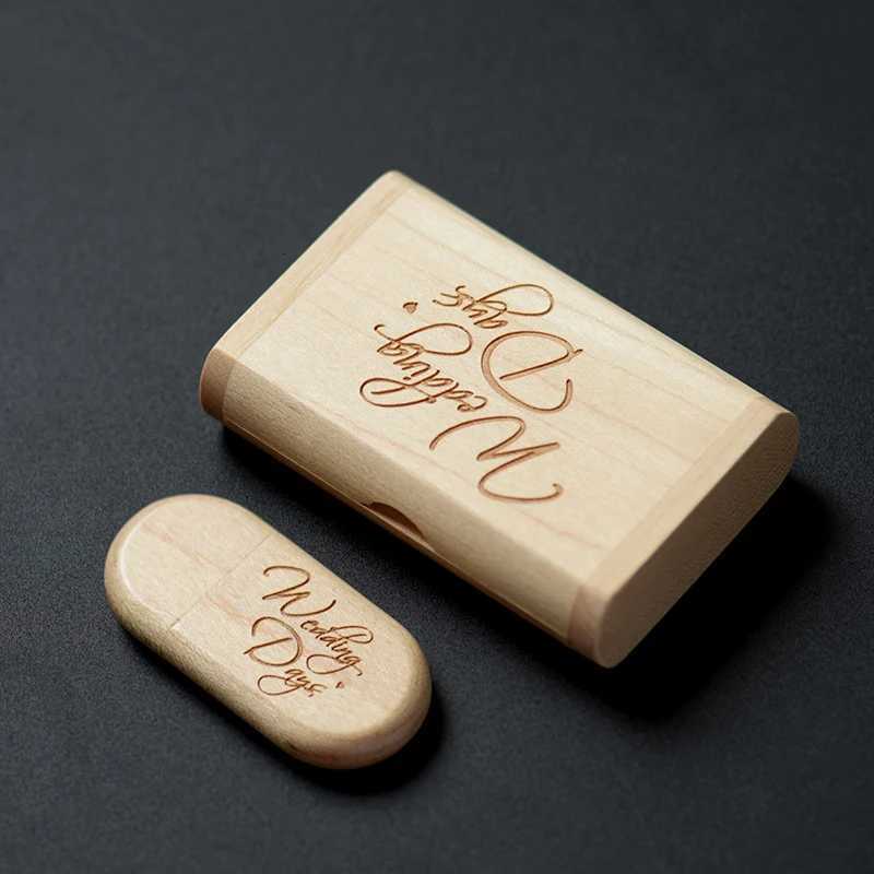 1PCS Wooden Box USB 20 Pen drive 4GB 16GB 32GB 64GB Flash Drive Memory stick wedding Photography Gift U Disk C251209