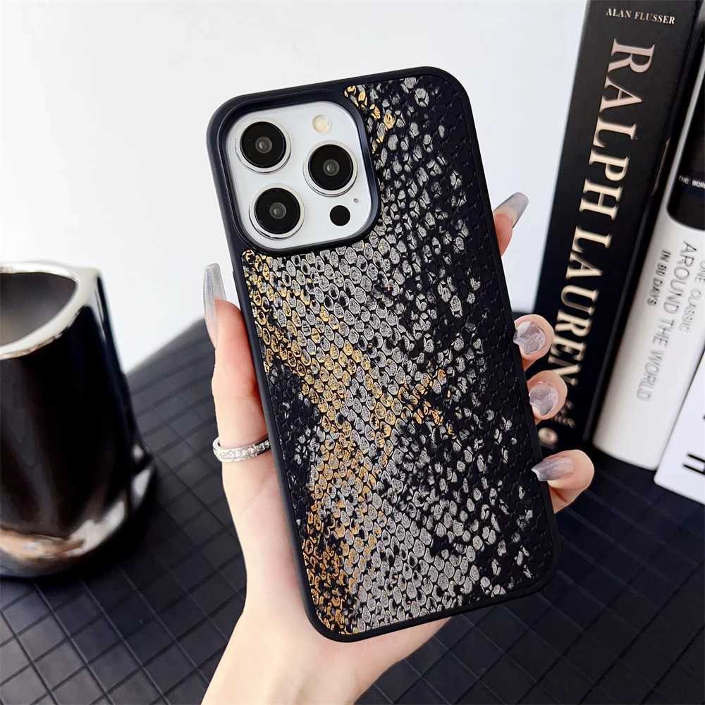 Luxury Black Gold Snake leather gilding Case protection for iPhone 16 15 14 13 12 11 14 Pro Max XS XR 7 8 Plus X SE Coque C251209