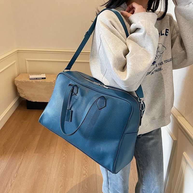 Fi Sense of Luxury Solid PU Travel Bags Large Capacity High Quality Simple Temperament Shoder Bags for Unisex 2025 New Y251209