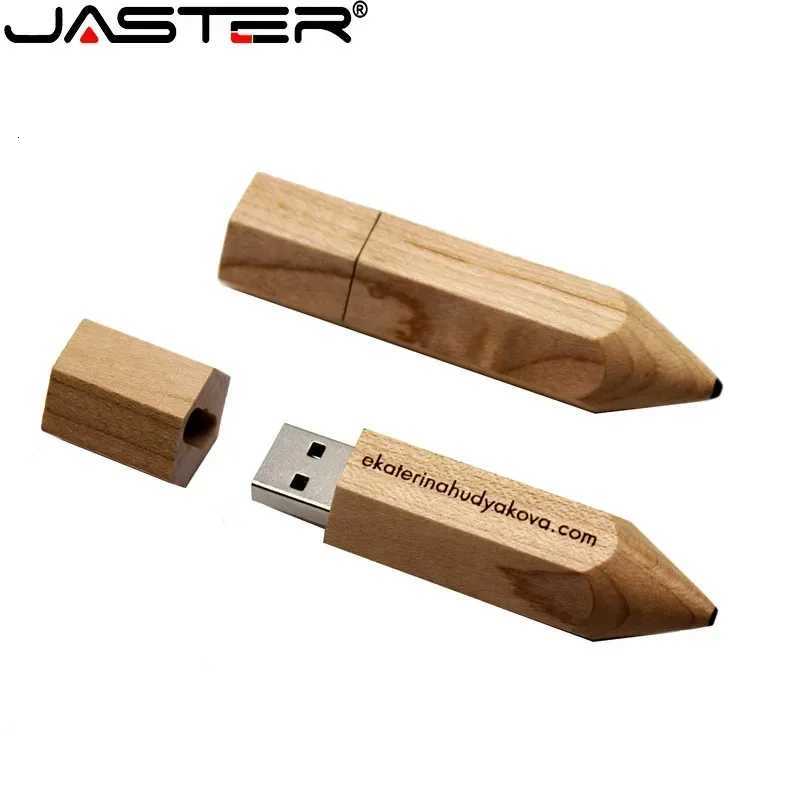 JASTER Wooden pencil USB flash drive 128 GB gifts cust Pen drive 32GB Pendrive 64GB memory stick U Disk C251209