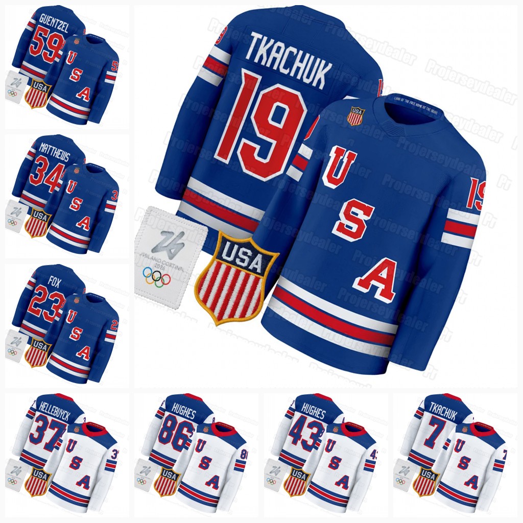 Team USA 2026 Winter Olympices Hockey Jerseys J.T. Miller Matthew Tkachuk Jason Robertson Larkins Tage Thompson Cole Caufield Jack Eichel Clayton Keller Men