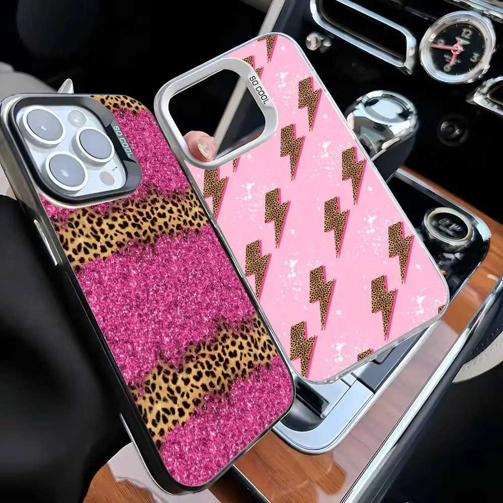 Leopard Print Phone Case For iPhone 161514131211MiniProMAX Black Matte Shockproof Cover C251209