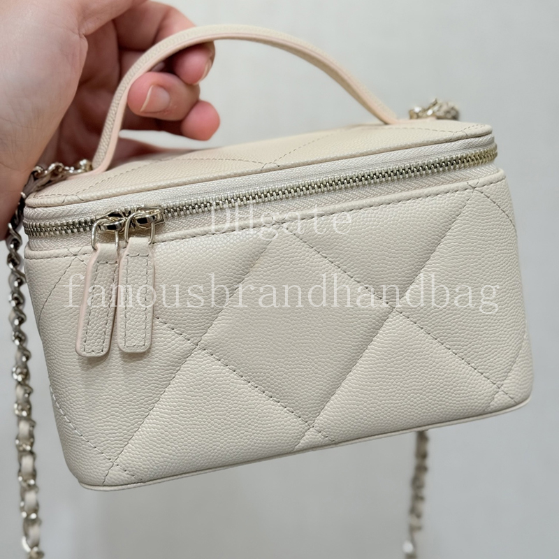Master quality Designer Cosmetic Bag With Mirror Vanity Case Women's Crossbody bag Calfskin Top Handle Bag With Box 25KAP4933A