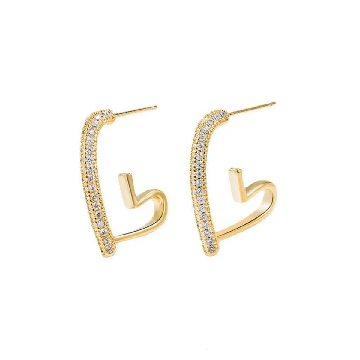 Trendy Simple Gold Color Hoop For Women Girl Crystal Heart Minimalist Earrings Party NEW Jewelry Gifts K251209 H260202