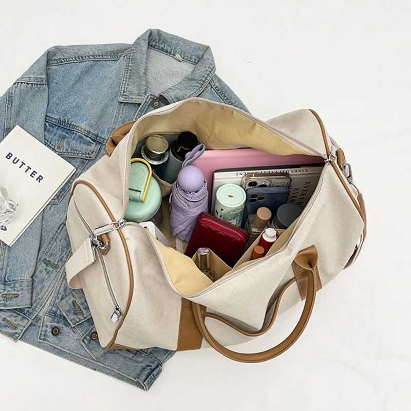 Casual Large Capacity Travel Lage Bag Wan Man Fi Mtifuncti Weekend Bag Canvas Portable Cosmetic Duffle Bag Gym Bag Y251209