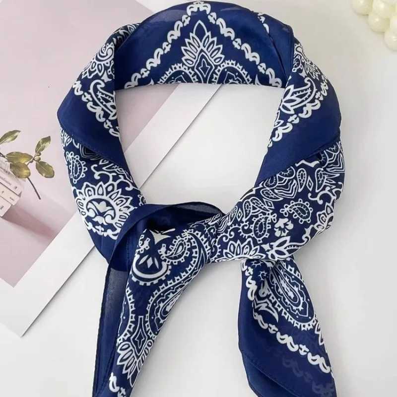 Luxury 68cm Pink Floral Printed Scarf Womens Spring and Summer New Imitation Silk Scarf High-end Fashion Versatile Headscarf Shawl Y251208