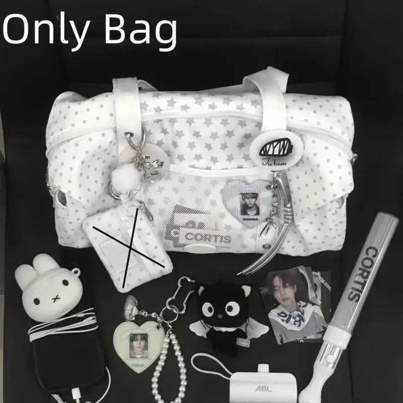Star Polka Dot Korean Shoder Bag Nyl Casual Large Capacity Tote Bags Zipper Niche Underarm Bag Cute Y2k Handbag For Wen Y251209