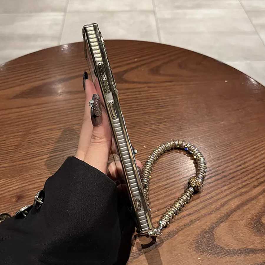 Glitter Cases For S25 tra Luxury Hand Lanyard Cover For Galaxy S24tra S23 FE Plating Soft Anti-drop Case C251209