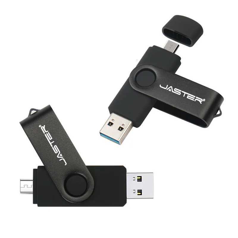New USB 30 OTG 64GB Black 2 in 1 Flash Drive 32GB Waterproof 16GB Plastic pendrive 8GB U disk 4GB Memory Stick Business gift C251209