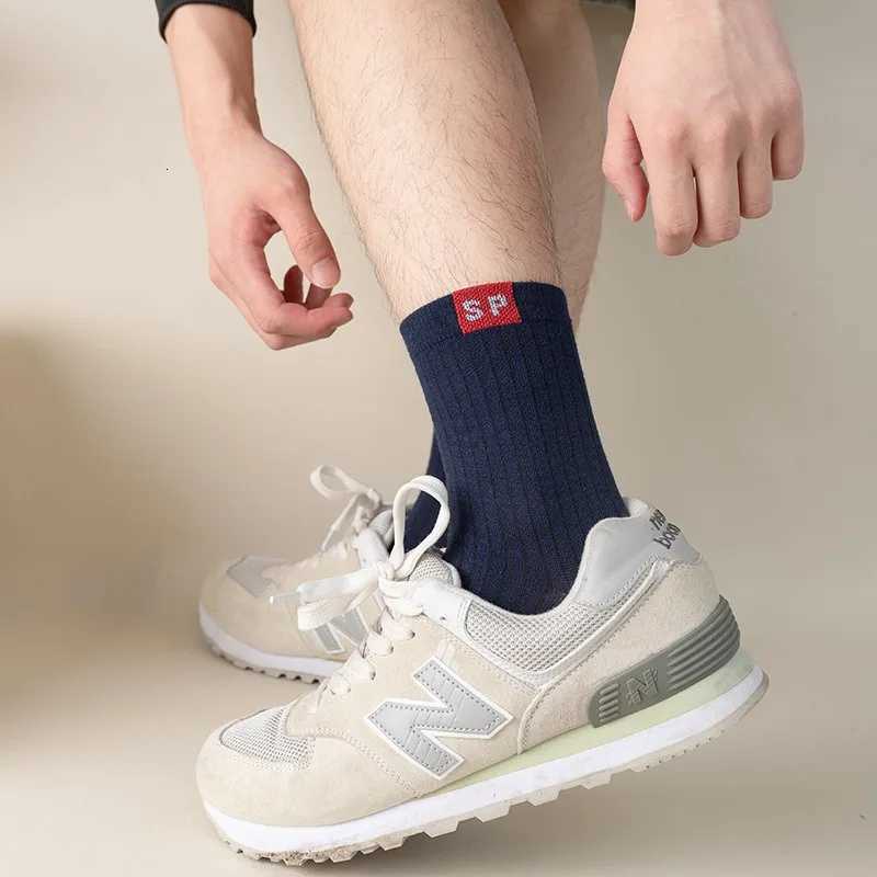 Cotton Men Socks Breathable Casual Sock Solid Color Striped Spring Summer Thin Sweat-absorbing Sports Tube Man Socks Letters SPT251209