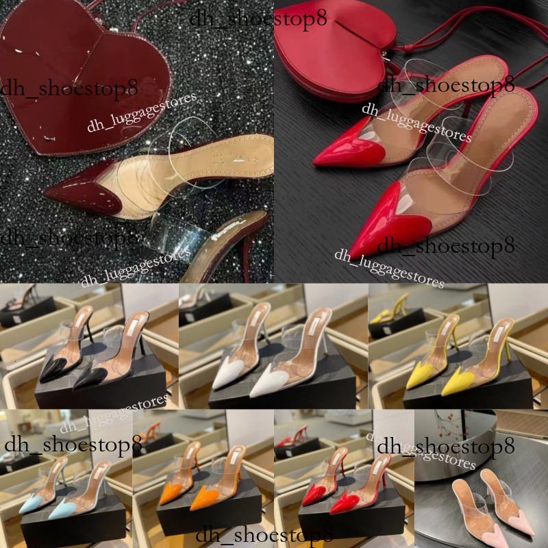 2025 new designer heels HighMules Slippers Sandal Designer Sildes Women Sandals Love Heels Heart Patent Calfskin Pointed Toes Glitter Crystal Dress Shoes Sexy 2 e