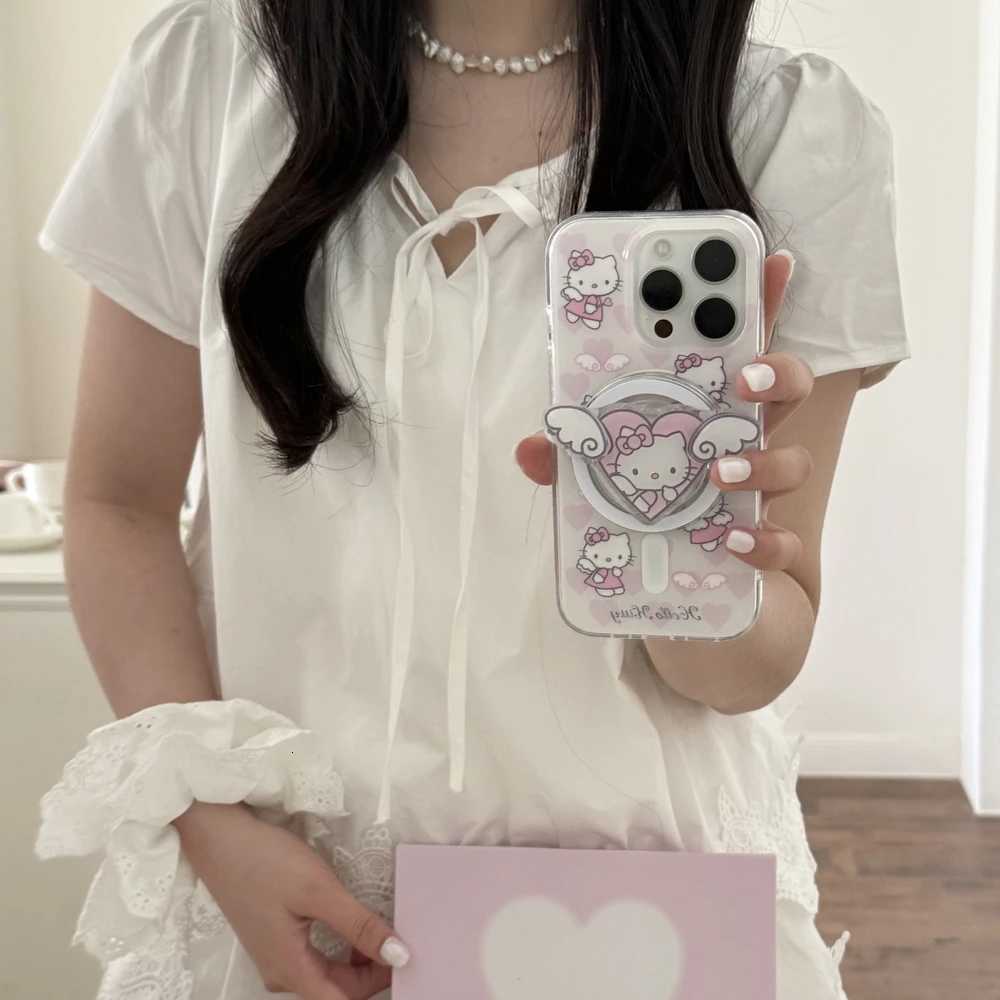 Cute Angel Phone Case For iPhone 17 16 15 14 13 12 Pro Max Magnetic Grip Holder Wireless Charge Cover C251209