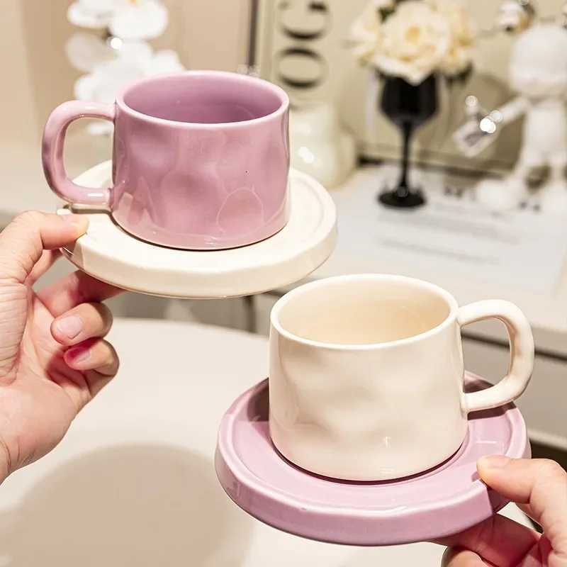 Ceramic gs Cute Coffee Cups and Saucers Creative Exquisite Afternoon teacup Breakfast Milk g Girl Gift Coffee Cup Water cups H251209