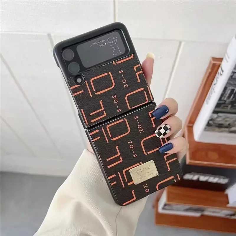 Luxury Simple Stylish Geetric Patterns Leather Hard Phone Case For Galaxy Z Flip 6 5 4 3 2 1 Cases ZFlip6 ZFlip5 C251209