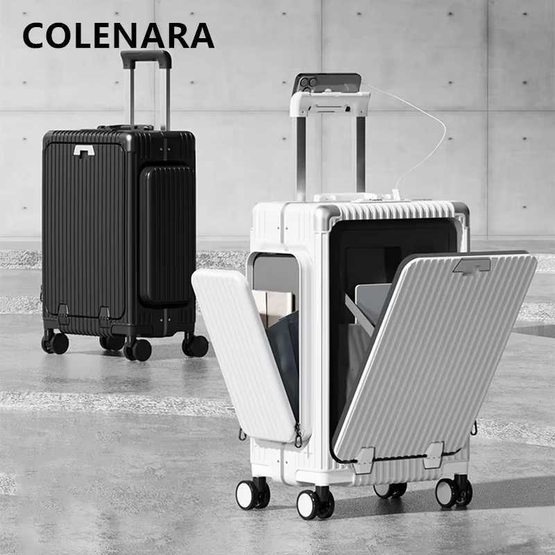 COLENARA Multifunctional Suitcase USB Charging Front Opening Boarding Box Laptop Trolley Case 2024 Inch Carry-on Travel Luggage K251209