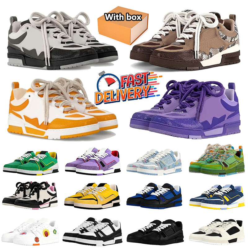 With Box Designer Dress Skate Shoes for Men Women Yellow Black White canvas shoe Calfskin chaussure Skates Trainers Leather Zapato Sports Platfrom Sneaker Size 36-45