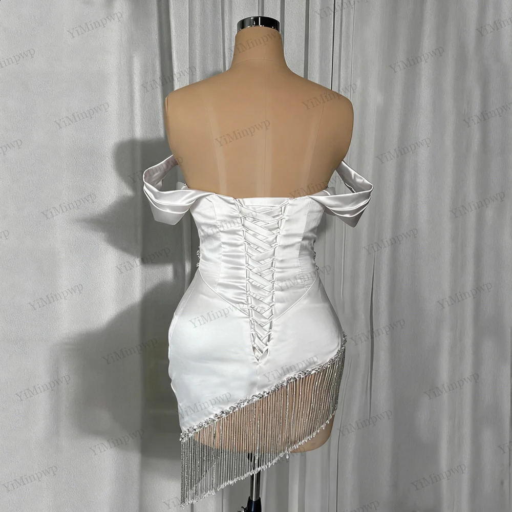 Crystal Ivory Cocktail Gown Pleat Straight Mini Homecoming Prom Dress Birthday Dress Satin 2025 Black Customized 251201