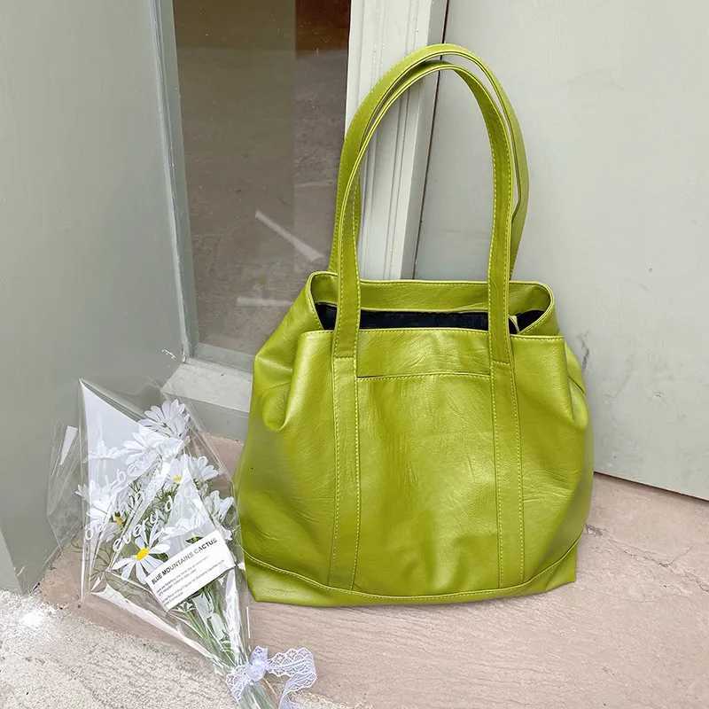 Soft PU Leather wen handbag Large Capacity Ladies Shopping Shoder Bag Casual big Tote fem Hand bag green bolsas Y251209