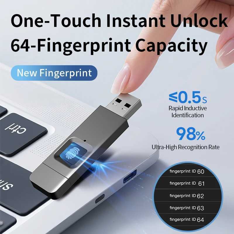 Taimi Fingerprint Encryption USB Flash Drive with Dual Interfaces USB30 And Lightning for Data Security C251209