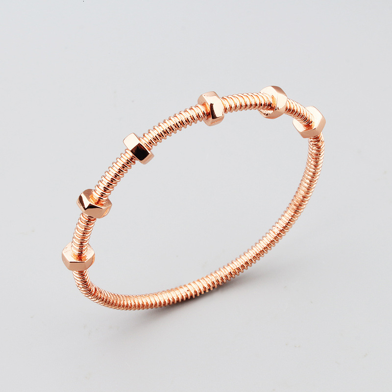 New Ins Style Nut Personality Bracelet Ring for Men and Women Couple Plain Ring Copper Gold Plated Internet Celebrity
