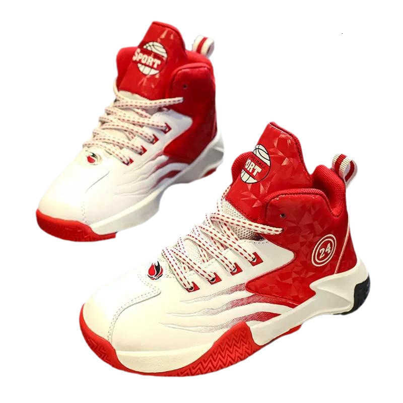 Rotating Button Children's Basketball Shoes - 2024 Autumn/Winter New Style - Boys' Shoes for Children, Boys' Sports Shoes, Middle-Large