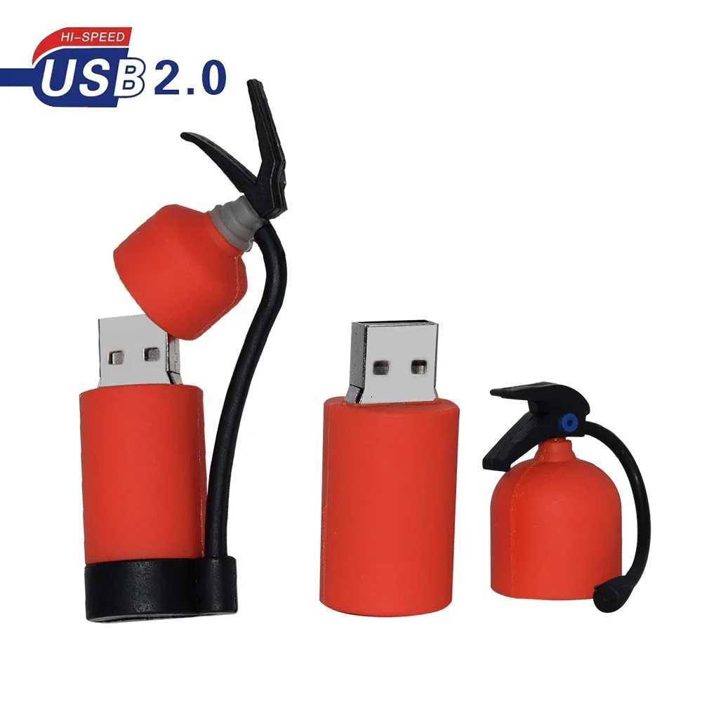 Cartoon Fireman Extinguisher Pendrive Fire Truck 128GB Pen Drive 256G USB Flash Drive 16GB 32GB 64GB Memories Cle USB Stick Disk C251209