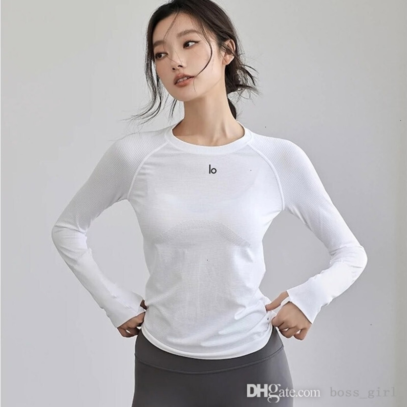 Womens T-Shirt Designer 2025 New Fashion Yoga Wear Autumn High Elastic Breathable Top Running Training Badminton Long Sleeve T-Shirt