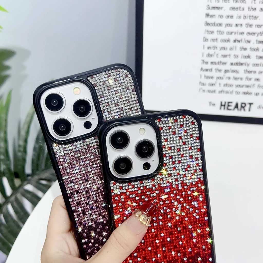 BlingBling Luxury Three Color Gradient Rhinestone Cover Case for iPhone 16 15 14 13 12 Pro Max Plus Phone Case C251209