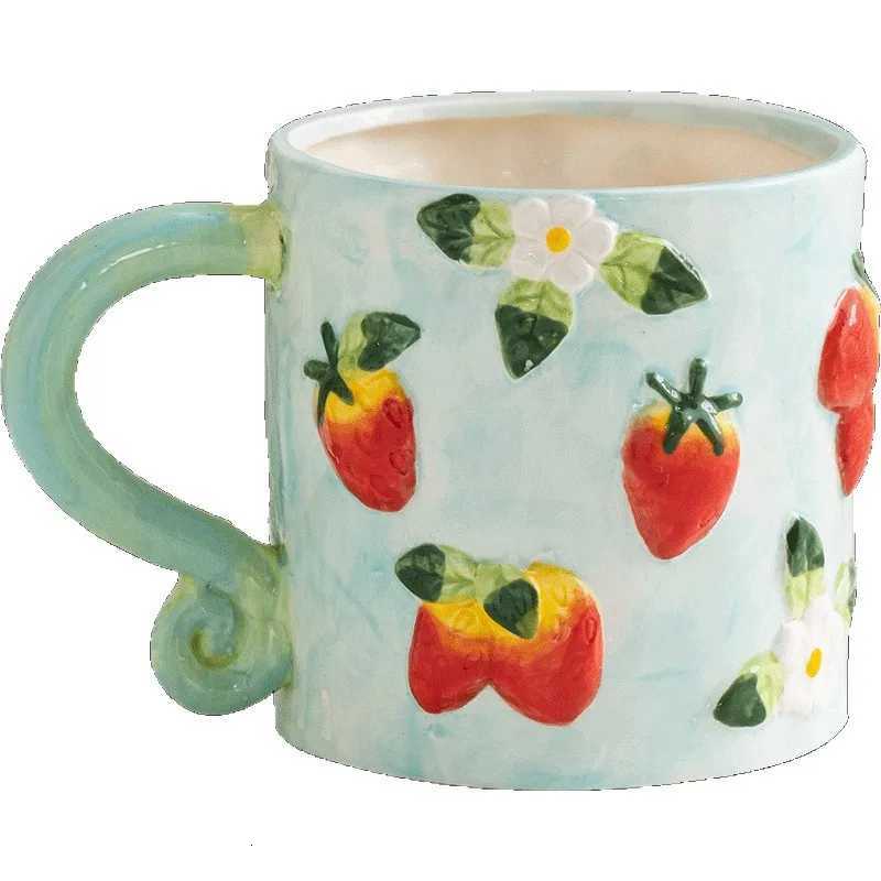 1pc Ins Hand-painted Ceramic Water Cup Birthday Gift Coffee Cup Creative High Aesthetic Value He Off Breakfast Cup H251209