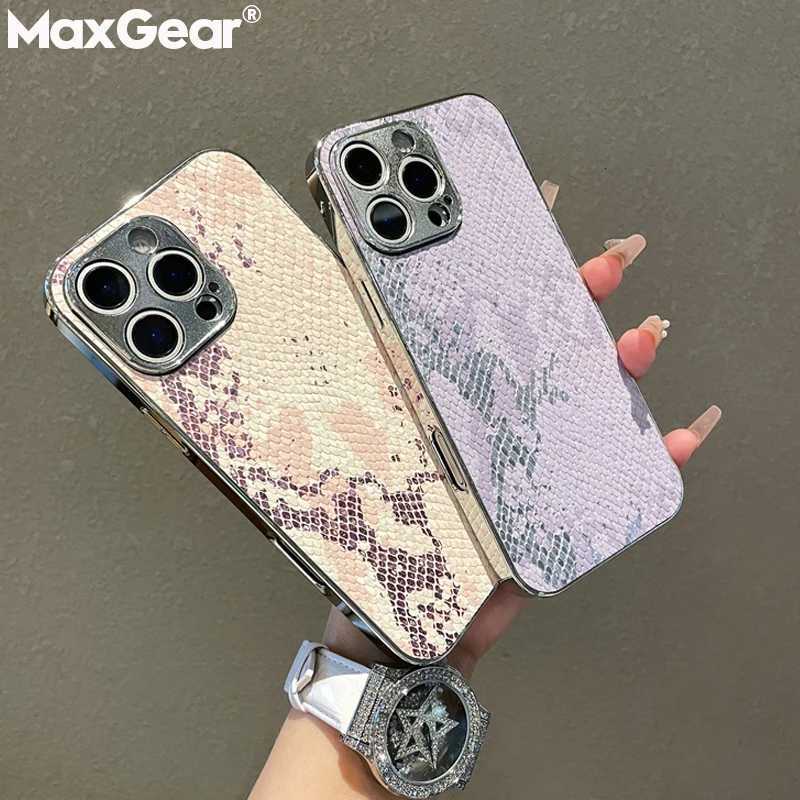 2 IN 1 Luxury Plating Imitation Snake Skin Pattern Texture Leather Phone Case For iPhone 16 15 14 Plus 13 Pro Max 16E Soft Cover C251209