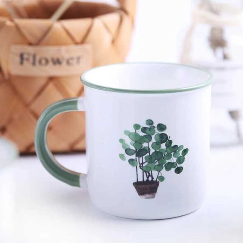 350ml Ceramic Cup Milk Tea g Green Plant Water g Coffe g Ceramic Off Drinkwear Birthday Gifts 1pc H251209