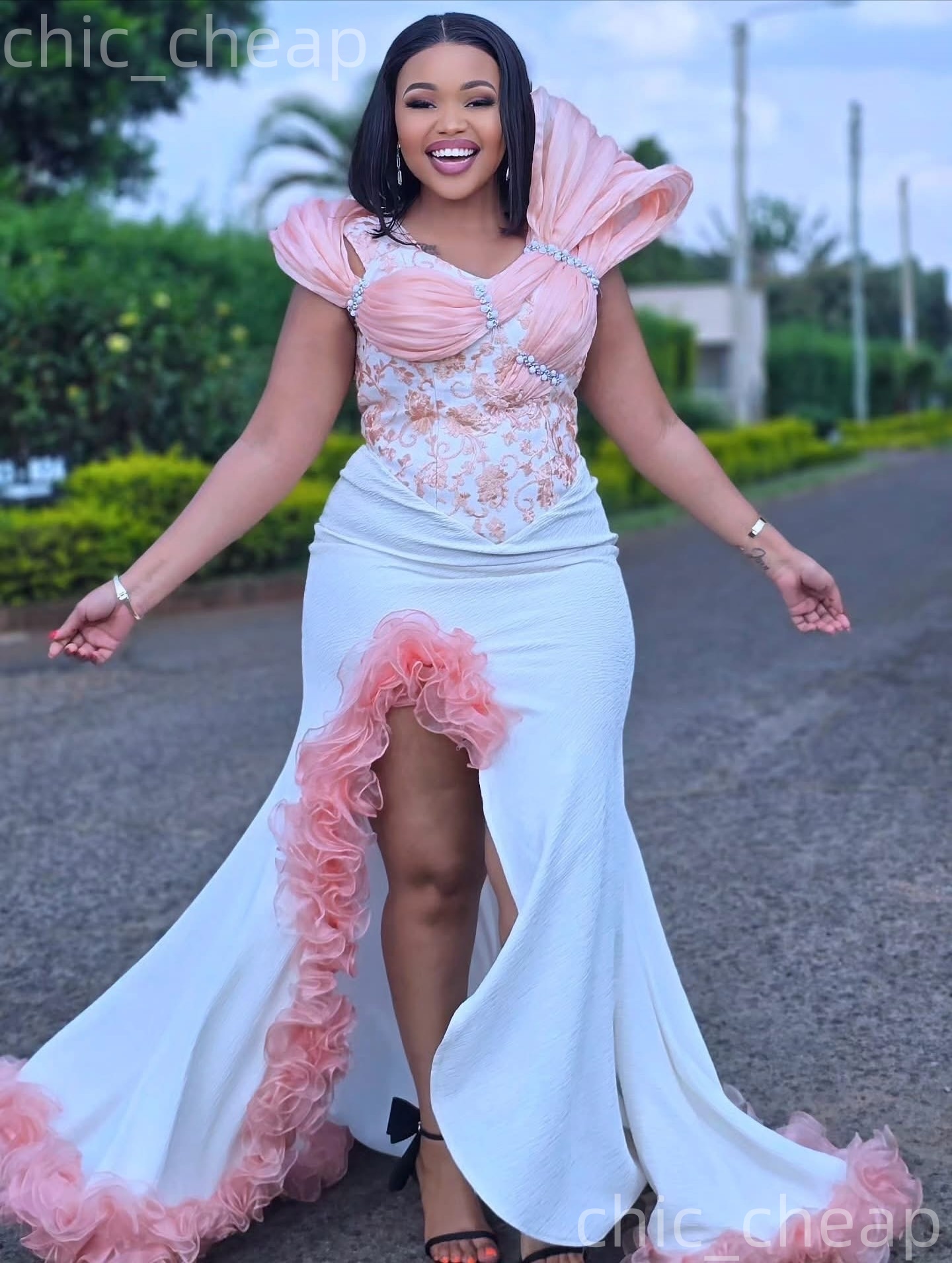 Aso Ebi White Mermaid Prom Dresses 2026 High Split Satin Stylish Evening Formal Party Second Birthday Engagement Gowns Plus Size Dress For Special Occ