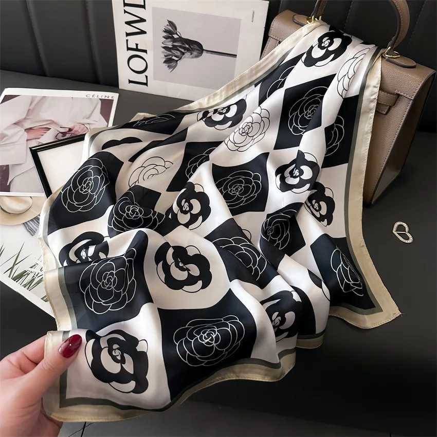 Luxury Luxury Silk Scarfs Square Scarf Korean Fashion Kerchief Popular Silk Scarves Bandanna Wraps Scarf Decoration Shawl 7070CM Y251208