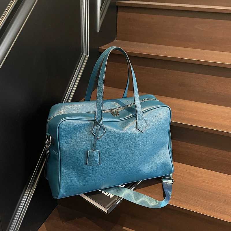 Fi Sense of Luxury Solid PU Travel Bags Large Capacity High Quality Simple Temperament Shoder Bags for Unisex 2025 New Y251209