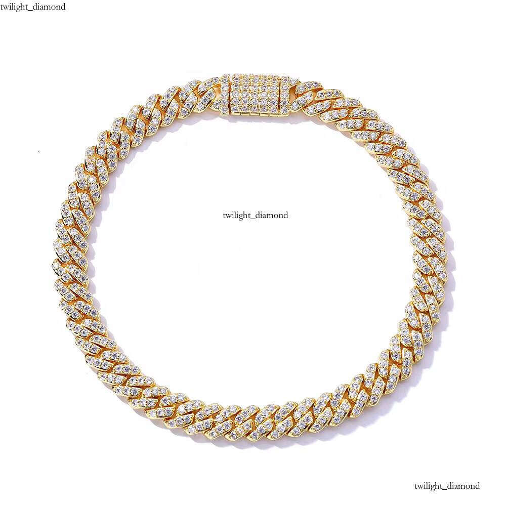 VVS Moissanite gold Cuban Men's Chain Hip Hop Miami Street Ice Pave Rhinestone Shiny Rapper Necklace Watch + Bracelet Accessories