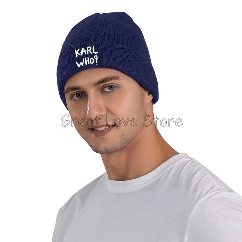 Luxury KARL WHO Print Bonnet Hats Cool Knit Hat for Men Women Winter Warm Skullies Beanies Caps Print Beanie Hat Soft Warm Winter Y251209