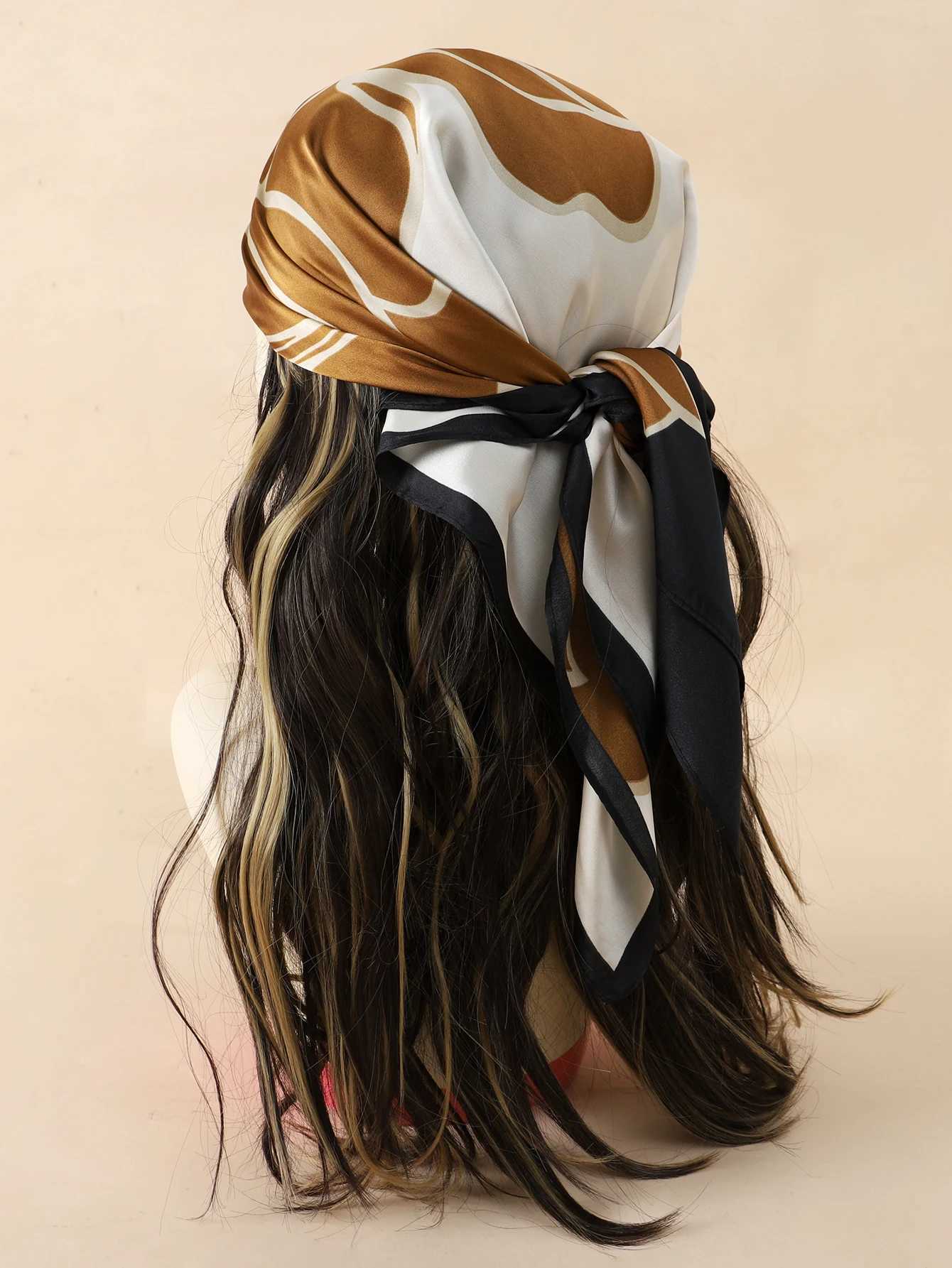 Luxury Luxury Brand 2023 Silk Square Scarf Women Cat Neck Hair Tie Band Beach Hijab Kerchief Head Headbands Bandana Female Foulard 70cm Y251208