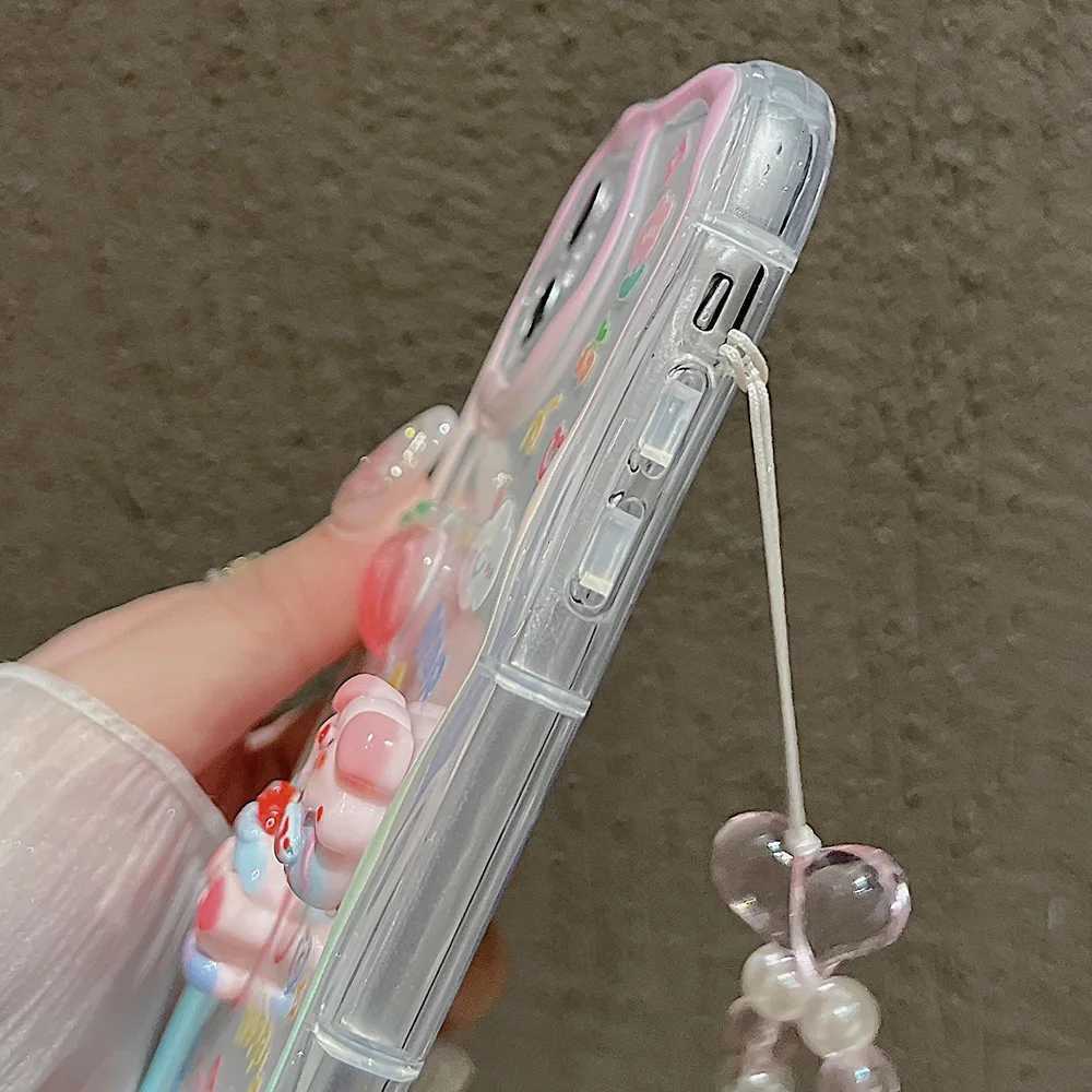 Cute 3D Pig Bracelet Wrist Chain Lanyard Clear Soft Phone Case For iPhone 17 16 13 14 15 Pro Max 11 12 XR XS X 7 8 Plus SE Cover C251209