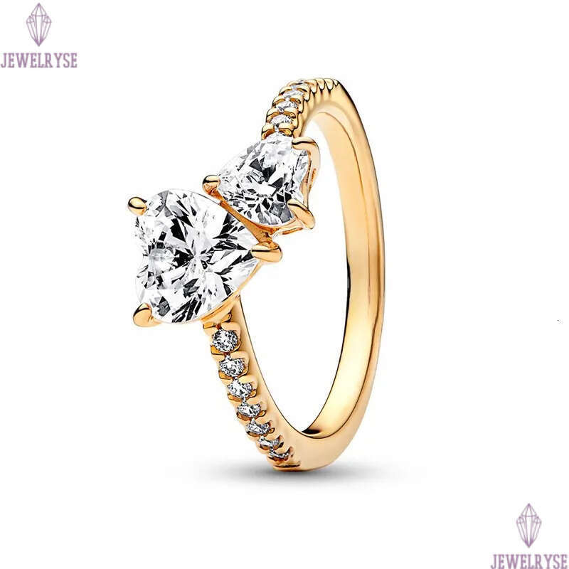 S925 silver luxury classic love heart designer ring for women 18k rose gold round stone shine crystal cz zircon diamond retro vintage band rings jewel